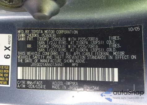 2006 Toyota Highlander z USA, uszkodzony, nr VIN JTEGD21A860136841